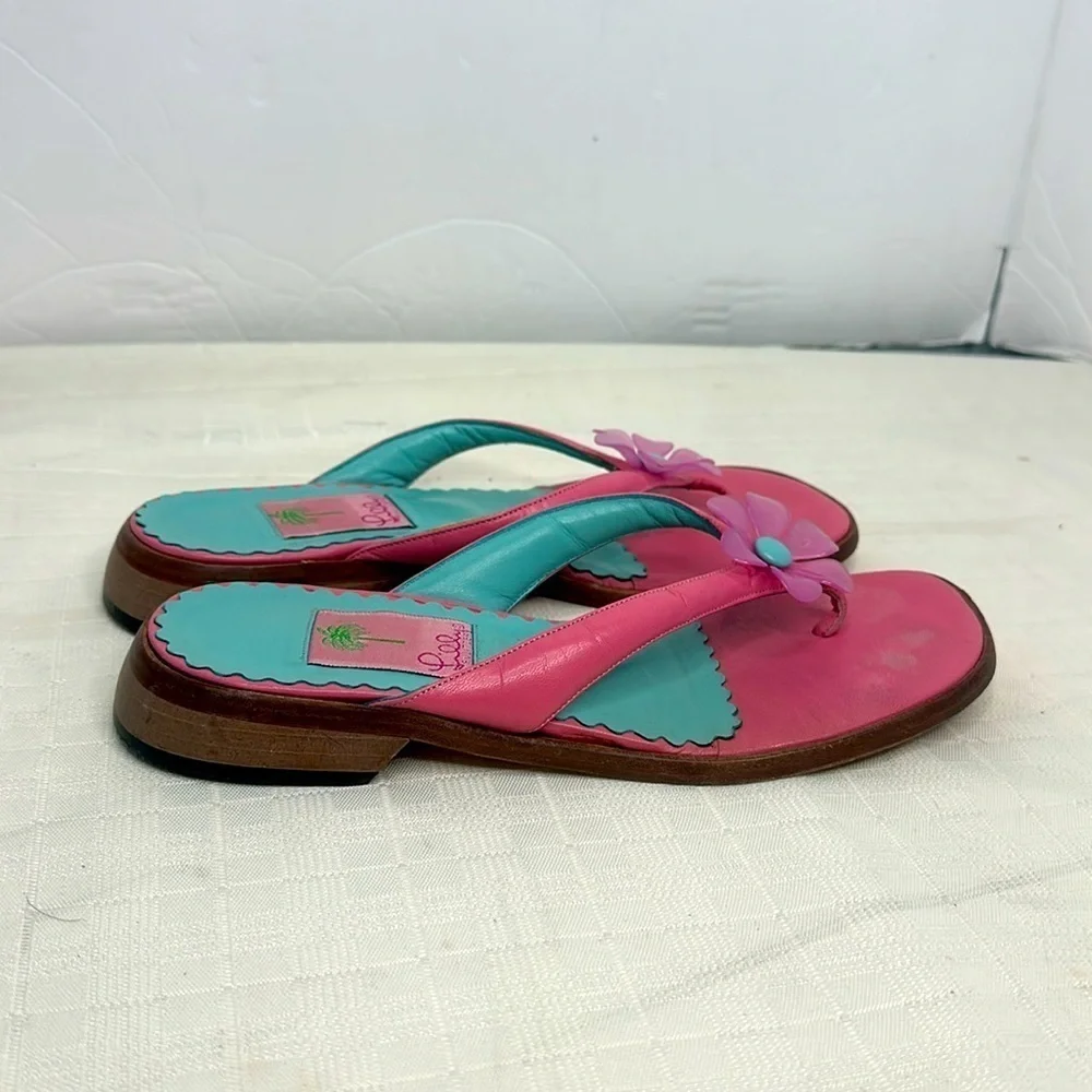 Lilly Pulitzer Princess Dasiy Pink Leather Sandals